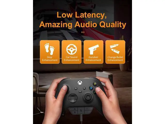 Alt view image 3 of 6 - Stereo Headset Adapter for Xbox One, Black, 3.5mm Audio Jack, Compatible with Xbox One Controllers