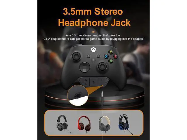 Alt view image 4 of 6 - Stereo Headset Adapter for Xbox One, Black, 3.5mm Audio Jack, Compatible with Xbox One Controllers