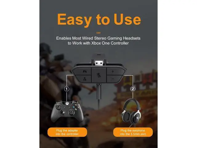 Alt view image 6 of 6 - Stereo Headset Adapter for Xbox One, Black, 3.5mm Audio Jack, Compatible with Xbox One Controllers