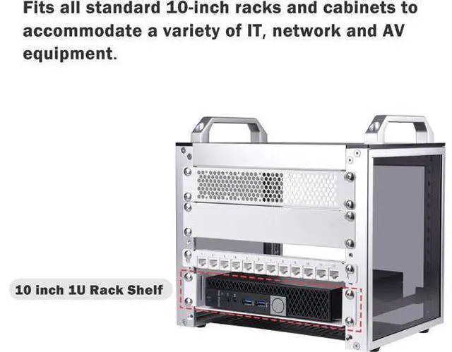 Alt view image 2 of 4 - GeeekPi 1U Server Rack Shelf, 7.87" Depth Vented Rack Mount Cantilever Tray for 10 Inch Network Equipment Rack & Cabinet and DeskPi RackMate T1/T0 Server Cabinet (White)