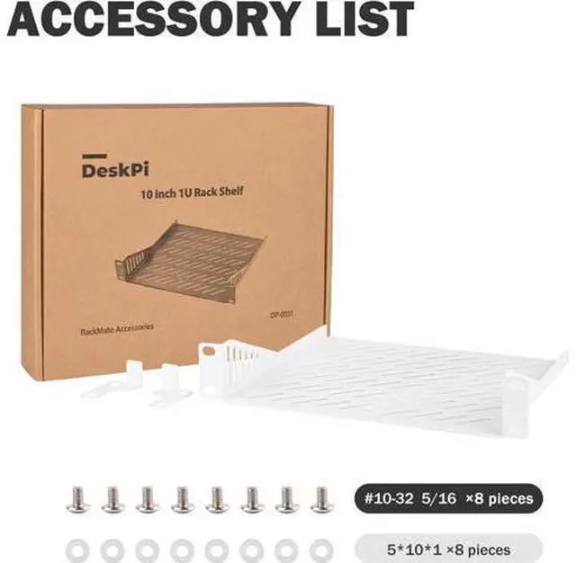 Alt view image 4 of 4 - GeeekPi 1U Server Rack Shelf, 7.87" Depth Vented Rack Mount Cantilever Tray for 10 Inch Network Equipment Rack & Cabinet and DeskPi RackMate T1/T0 Server Cabinet (White)