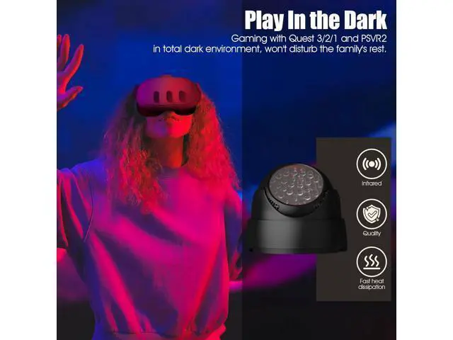 Alt view image 3 of 5 - Ir Illuminator Infrared Light Compatible for Quest 3, Quest, Quest 2, PSVR2, Enhance Hand Tracking Immersive No-Light Disturbance Increase Tracking Sensitivity with Power Adapter - Black