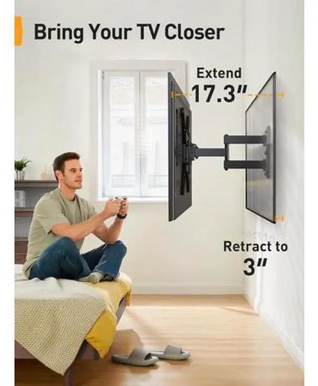 Alt view image 6 of 7 - Perlegear Full Motion TV Mount for Most 2660 inch Flat or Curved TVs up to 82 lbs, Wall Mount TV Bracket with Articulating Arms, Tool-Free Tilt, Swivel, Extension, Max VESA 400x400mm, PGMF3