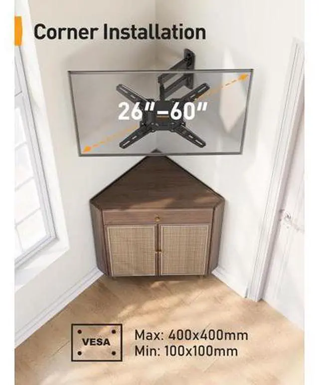 Alt view image 7 of 7 - Perlegear Full Motion TV Mount for Most 2660 inch Flat or Curved TVs up to 82 lbs, Wall Mount TV Bracket with Articulating Arms, Tool-Free Tilt, Swivel, Extension, Max VESA 400x400mm, PGMF3