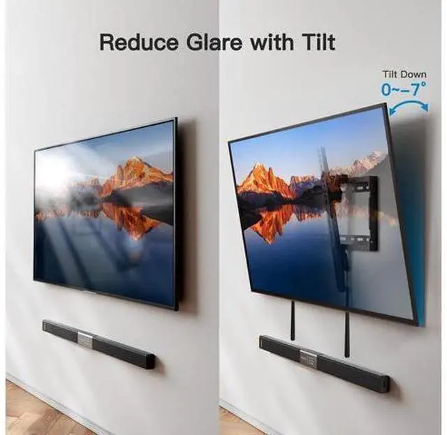 Alt view image 5 of 7 - Pipishell Tilt TV Wall Mount Bracket Low Profile for Most 37-75 Inch LED LCD OLED Plasma Flat Curved TVs, Large Tilting Mount Fits 16"-24" Wood Studs Max VESA 600x400mm Holds up to 132lbs