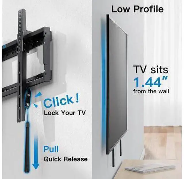 Alt view image 6 of 7 - Pipishell Tilt TV Wall Mount Bracket Low Profile for Most 37-75 Inch LED LCD OLED Plasma Flat Curved TVs, Large Tilting Mount Fits 16"-24" Wood Studs Max VESA 600x400mm Holds up to 132lbs
