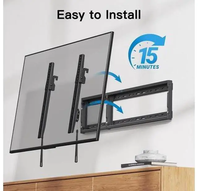 Alt view image 7 of 7 - Pipishell Tilt TV Wall Mount Bracket Low Profile for Most 37-75 Inch LED LCD OLED Plasma Flat Curved TVs, Large Tilting Mount Fits 16"-24" Wood Studs Max VESA 600x400mm Holds up to 132lbs
