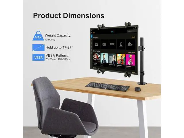 Alt view image 2 of 7 - suptek Universal VESA Mount Bracket Adapter Monitor Arm Mounting Kit for Screen 17 to 27 inch