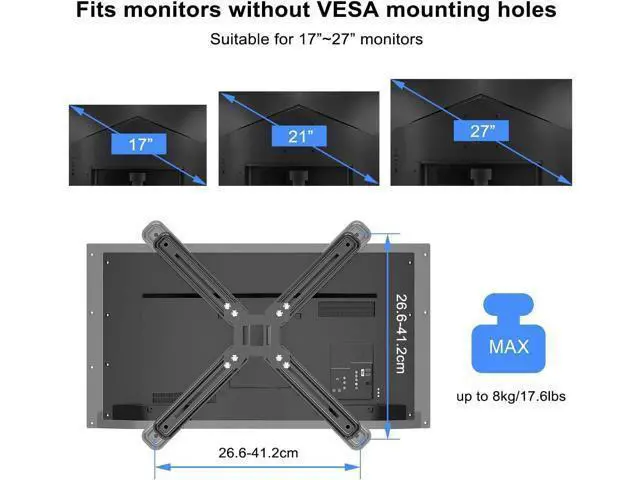 Alt view image 5 of 7 - suptek Universal VESA Mount Bracket Adapter Monitor Arm Mounting Kit for Screen 17 to 27 inch