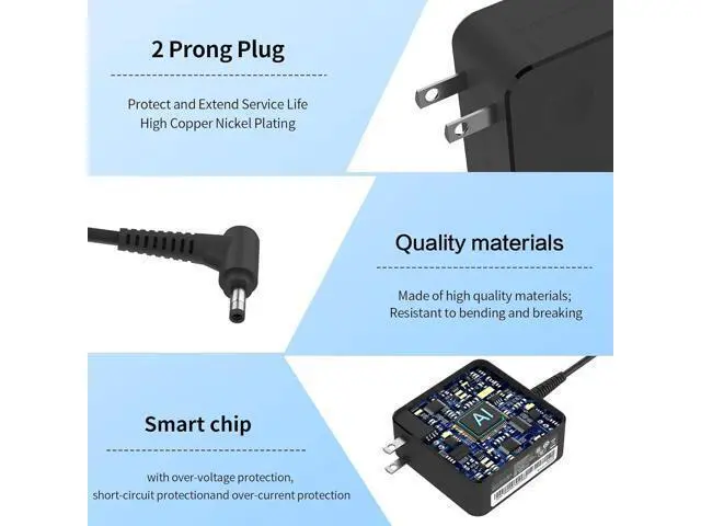 Alt view image 6 of 7 - 45W 20V 2.25A AC Adapter Charger Fit for Lenovo ADL45WCC PA-1450-55LL ADP-45DW B GX20L23044 Model Ideapad Series Laptop Power Supply Cord