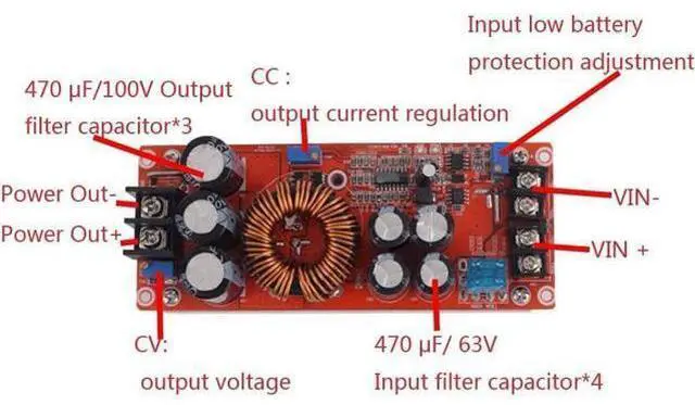 Alt view image 3 of 7 - Aideepen 1200W 20A DC Converter Boost Car Step-up Power Supply Module Adjustable Voltage Converter 8-60V to 12-83V