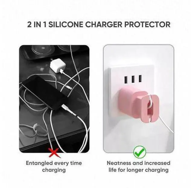 Alt view image 4 of 7 - 4-Pack 2 In 1 Silicone Charger Protector with Cord Wrap, Iphone Silicone Power Adapter Case, Snapback Charger Winder, Compatible with 18W/20W Charger - 1.65 x 1.1 inches (Charger not Included)