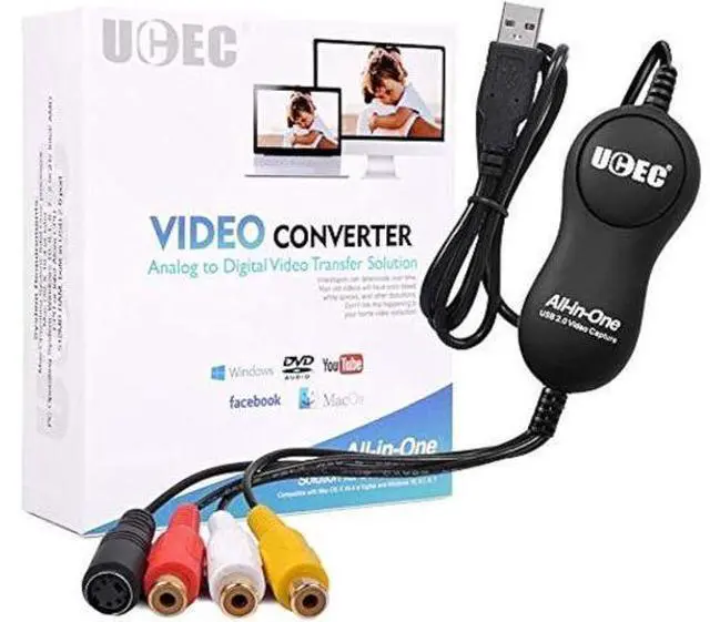 Main image of UCEC USB 2.0 Video Capture Card Device, VHS VCR TV to DVD Converter for Mac OS X PC Windows 7 8 10 11
