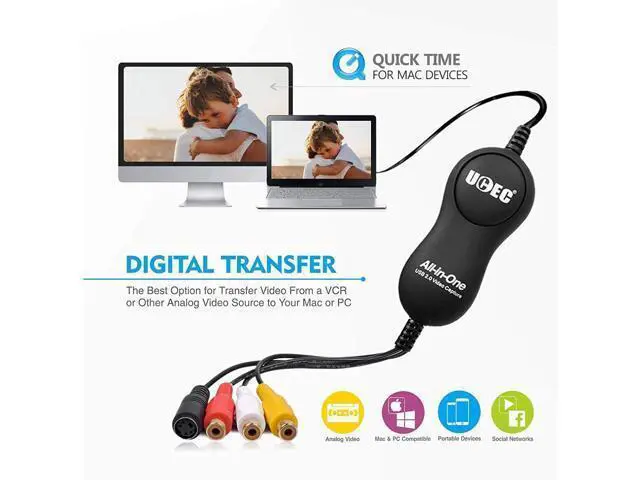Alt view image 2 of 7 - UCEC USB 2.0 Video Capture Card Device, VHS VCR TV to DVD Converter for Mac OS X PC Windows 7 8 10 11
