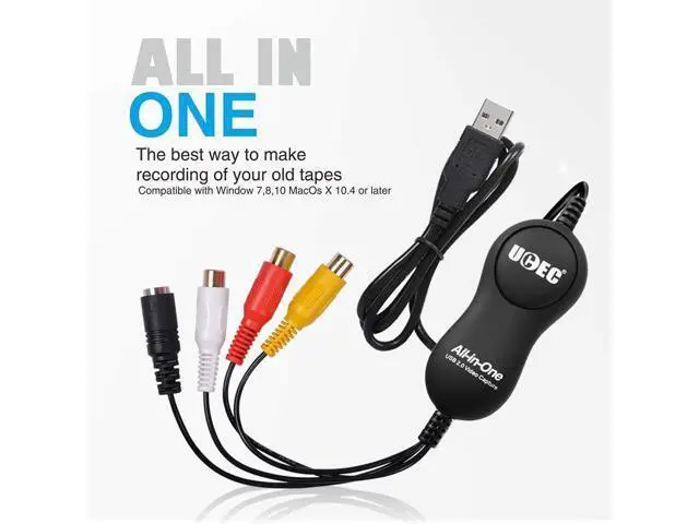 Alt view image 3 of 7 - UCEC USB 2.0 Video Capture Card Device, VHS VCR TV to DVD Converter for Mac OS X PC Windows 7 8 10 11
