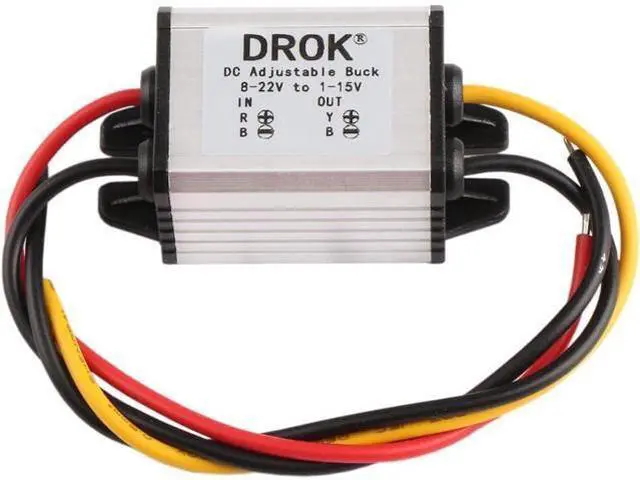 Main image of DROK 5V DC Converter, 2pcs Waterproof DC Buck Converter 8V-22V 12 V Step Down to 3V-15V 6V 9V 3A Adjustable Power Supply Voltage Regulator Module