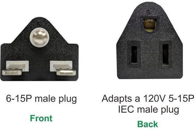 Alt view image 2 of 7 - US Plug Adapter 120V to 240V Black Plug Converter Electrical Converter 6-15P to 5-15R Power Plug Adapter 3 Prong Electrical Converter (1 PC)