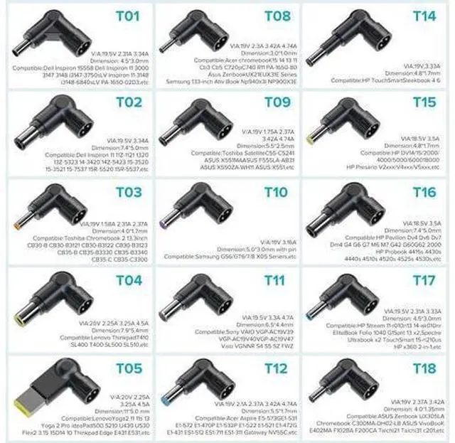 Alt view image 2 of 7 - Powseed 90W Universal Laptop Charger Replacement for HP Acer Aspire Asus Vivobook Toshiba Gateway Lenovo Ideapad Dell Inspiron Sony Samsung Power Supply Cord Computer AC Adapter with 15 Tips