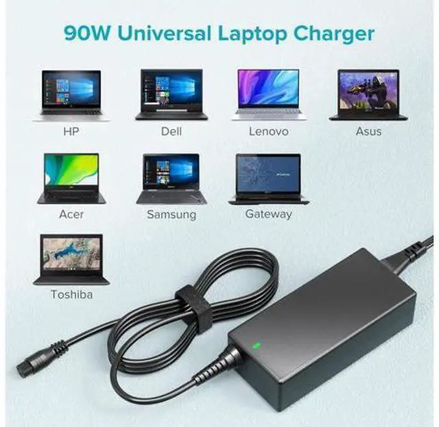 Alt view image 4 of 7 - Powseed 90W Universal Laptop Charger Replacement for HP Acer Aspire Asus Vivobook Toshiba Gateway Lenovo Ideapad Dell Inspiron Sony Samsung Power Supply Cord Computer AC Adapter with 15 Tips
