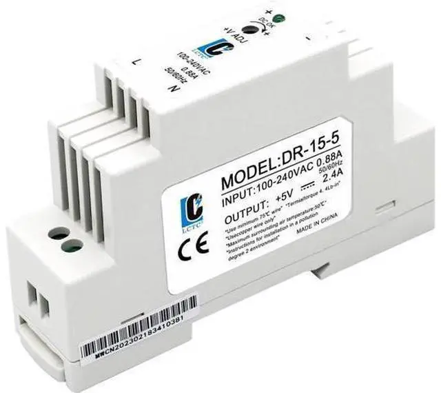 Main image of DC 5V Din Rail Slim Switching Power Supply 15W 2.4A(Input:100-240VAC,Output:5VDC,50/60HZ) Adapter Switch Converter (Volts_of_Direct_Current, 5)