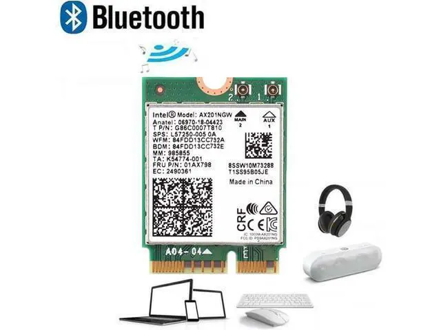 Alt view image 4 of 6 - AX201NGW WiFi Card,WiFi 6E M.2 Laptop 2.4Gbps 802.11ax Wireless Intel AX201 Wireless Card 11AX WiFi Adapter with Bluetooth 5.3 MU-MIMO for Windows 10, 64-bit, Google Chrome OS, Linux(64bit)