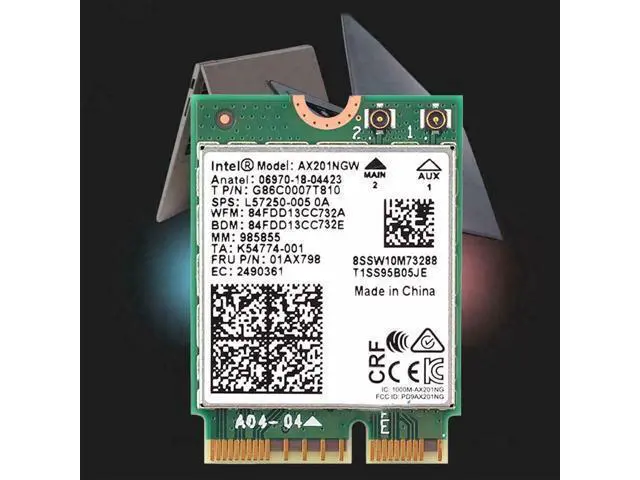 Alt view image 6 of 6 - AX201NGW WiFi Card,WiFi 6E M.2 Laptop 2.4Gbps 802.11ax Wireless Intel AX201 Wireless Card 11AX WiFi Adapter with Bluetooth 5.3 MU-MIMO for Windows 10, 64-bit, Google Chrome OS, Linux(64bit)