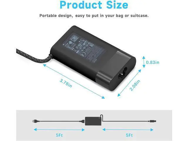 Alt view image 3 of 7 - 65W Laptop Charger for HP Envy X360 Elitebook x360 Elite x2 Chromebook X360,20V/3.25A AC Adapter for HP Chromebook Envy ZBook ProBook Type C Travel Fast Charging Laptop Power Cord Slim Tip