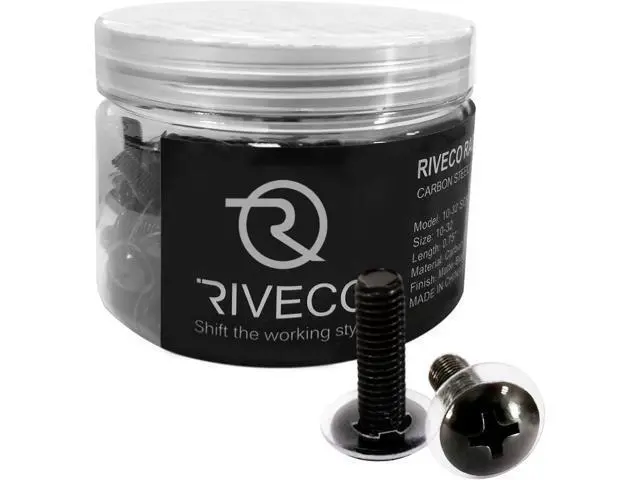 Alt view image 6 of 6 - RIVECO 100PCS 10-32 Rack Screws for Server Cabinets & Racks Tapered Holes Mounting Network Equipment Audio Devices, Carbon Steel Black