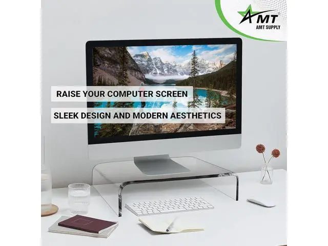 Alt view image 2 of 7 - AMT Premium Acrylic Clear Monitor Riser Laptop/PC/Multimedia Monitor Stand for Home Office