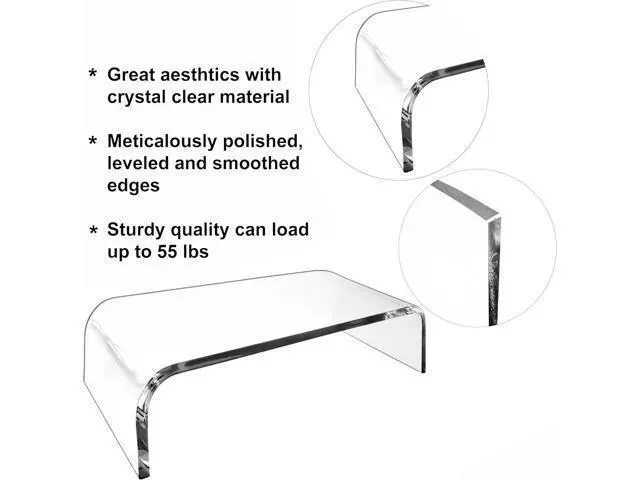 Alt view image 5 of 7 - AMT Premium Acrylic Clear Monitor Riser Laptop/PC/Multimedia Monitor Stand for Home Office
