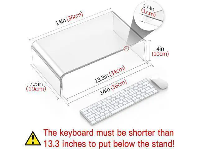 Alt view image 2 of 7 - Acrylic Monitor Stand Riser Acrylic Laptop Stand for Desk Clear Computer Monitor Stand for Desk Accessories White Aesthetic Decorations for Office Home iMac Organizer