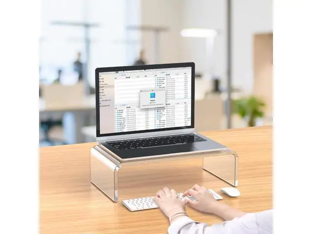 Alt view image 4 of 7 - Acrylic Monitor Stand Riser Acrylic Laptop Stand for Desk Clear Computer Monitor Stand for Desk Accessories White Aesthetic Decorations for Office Home iMac Organizer