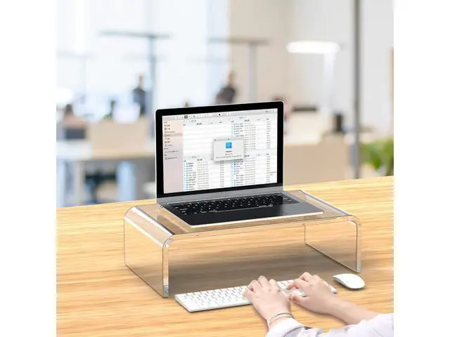 Alt view image 4 of 7 - Acrylic Monitor Stand Riser Acrylic Laptop Stand Riser PC Holder Clear Computer Monitor Stand for Desk White Laptop Stand for Desk Compatible with iMac MacBook All Notebooks
