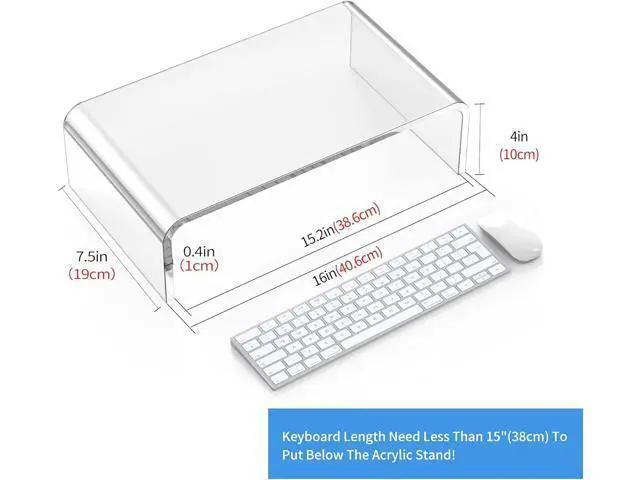 Alt view image 2 of 7 - Acrylic Monitor Stand Riser Acrylic Laptop Stand Riser PC Holder Clear Computer Monitor Stand for Desk White Laptop Stand for Desk Compatible with iMac MacBook All Notebooks
