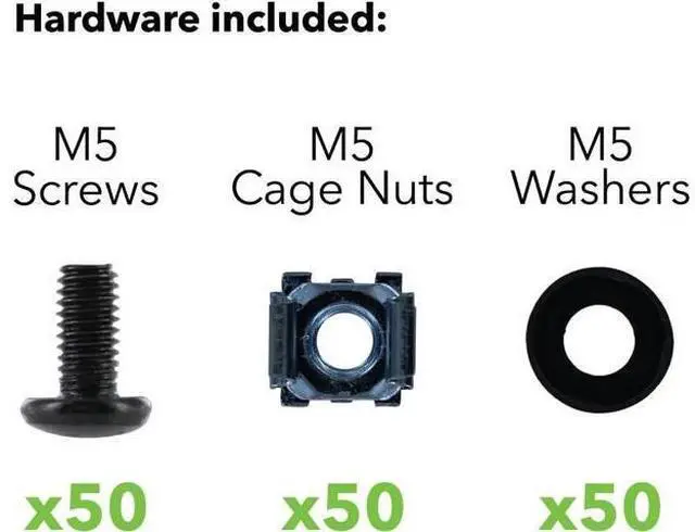 Alt view image 2 of 3 - NavePoint M5 Cage Nuts and Screws for Server Shelves Cabinets - 50 Pk Rack Mount