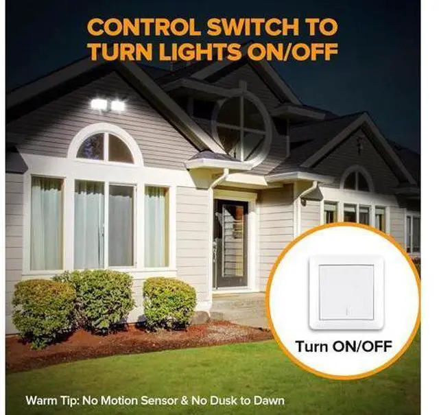 Alt view image 3 of 7 - LUTEC 32W 3500LM Integrated Dual-Head LED Flood Light Outdoor,Switch Controlled LED Security Light,5000K Wall Mount Exterior Flood Light,P65 Waterproof for Garage, Yard, Patio-Black