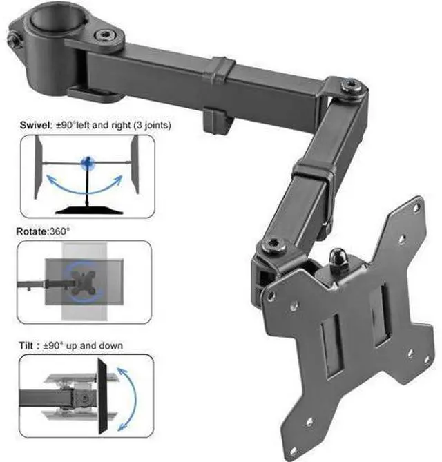 Alt view image 2 of 4 - suptek Single Monitor Arm for Desk Mount Stand,Adjustable Monitor Arm for 1 Monitor Screen up to 27 inches,Black(MD6DB)