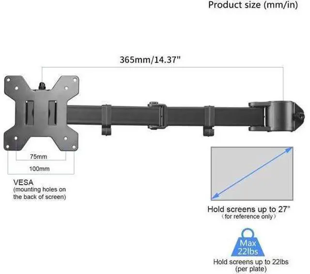 Alt view image 3 of 4 - suptek Single Monitor Arm for Desk Mount Stand,Adjustable Monitor Arm for 1 Monitor Screen up to 27 inches,Black(MD6DB)