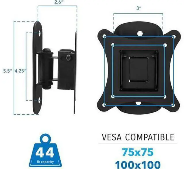 Alt view image 5 of 7 - Mount-It! MI-2829 Small TV Monitor Wall Mount | RV TV Mount | Quick Release VESA Wall Mount | Fits 19 20 21 22 23 24 25 Inch Screens | 75 100 VESA Compatible | Low-Profile Slim Design | 44lb Capacity
