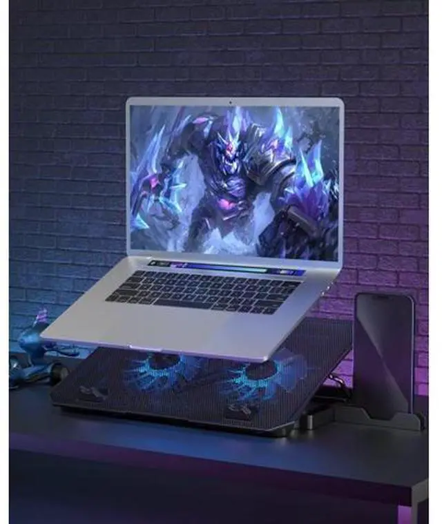 Alt view image 6 of 7 - KeiBn Laptop Cooling Pad, Gaming Laptop Cooler 2 Fans for 10-15.6 Inch Laptops, 5 Height Stands, 2 USB Ports (S039)