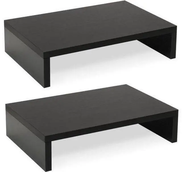 Main image of TEAMIX 2-Tier Wood Monitor Stand Riser for 2 Monitors, Laptops, and PCs - Black, 2 Pack
