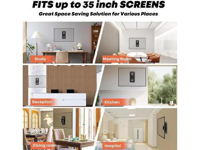 Alt view image 2 of 7 - PUTORSEN Premium Height Adjustable Monitor Wall Mount up to 35 inch Ultrawide Screens, Low Profile VESA Wall Mount Monitor Holds up to 22lbs, Full Motion Computer Monitor Mount Wall, VESA 75/100,Black