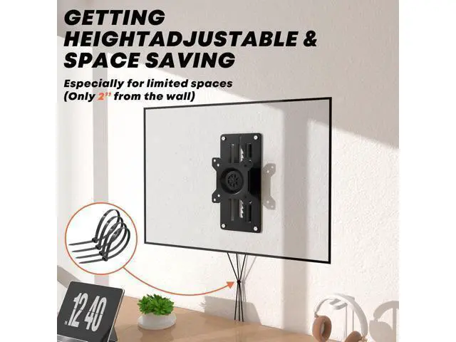 Alt view image 3 of 7 - PUTORSEN Premium Height Adjustable Monitor Wall Mount up to 35 inch Ultrawide Screens, Low Profile VESA Wall Mount Monitor Holds up to 22lbs, Full Motion Computer Monitor Mount Wall, VESA 75/100,Black