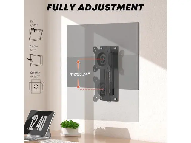 Alt view image 5 of 7 - PUTORSEN Premium Height Adjustable Monitor Wall Mount up to 35 inch Ultrawide Screens, Low Profile VESA Wall Mount Monitor Holds up to 22lbs, Full Motion Computer Monitor Mount Wall, VESA 75/100,Black