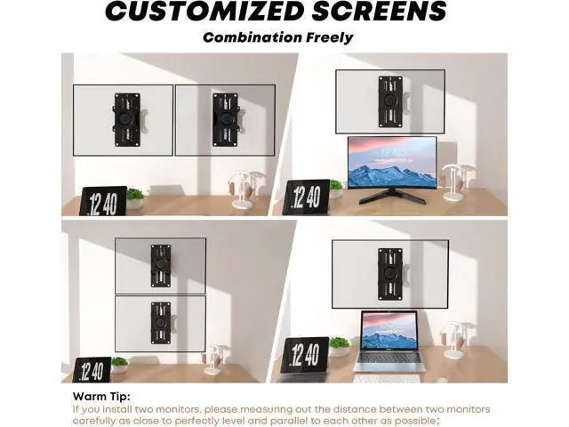 Alt view image 6 of 7 - PUTORSEN Premium Height Adjustable Monitor Wall Mount up to 35 inch Ultrawide Screens, Low Profile VESA Wall Mount Monitor Holds up to 22lbs, Full Motion Computer Monitor Mount Wall, VESA 75/100,Black