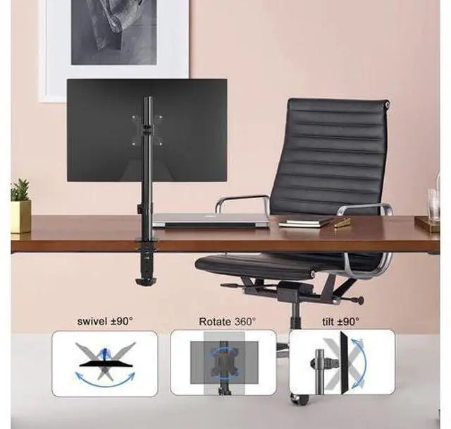 Alt view image 4 of 7 - Pholiten Single Monitor Arm,Single Monitor Desk Mount,Adjustable Monitor Arm,Single Mount Holds Screen Up to 22lbs,Monitor Desk Mount,100x100 Vesa Monitor Stand,Monitor Arm Mount