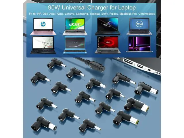 Alt view image 6 of 7 - 90W 16Tips Universal Laptop Charger - Fit for HP Dell Acer Asus Lenovo Samsung LG IBM Google Toshiba Sony Fujitsu MacBook Pro Gateway Notebook Ultrabook Chromebook Power Adapter Supply Cord