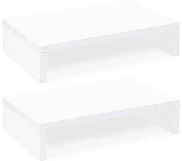Main image of TEAMIX White Monitor Stand Riser-2 Pack,Wood 2 Tier Adjustable Dual Monitor Riser for 2 Monitors/Laptop/PC Computer Stand for Desk