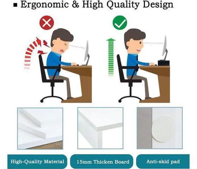 Alt view image 5 of 7 - TEAMIX White Monitor Stand Riser-2 Pack,Wood 2 Tier Adjustable Dual Monitor Riser for 2 Monitors/Laptop/PC Computer Stand for Desk