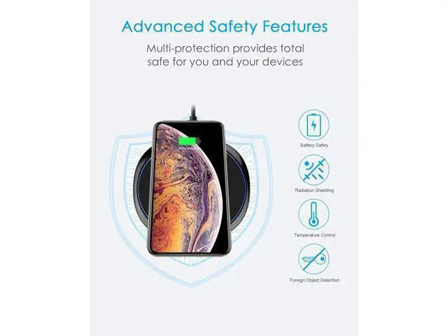 Alt view image 3 of 7 - NANAMI Fast Wireless Charger, 7.5W Qi Certified Charging Pad with QC3.0 Adapter USB Charger for iPhone 15/14/13/12/11 Pro Max/XR/8 Plus/Airpods 2,10W for Samsung S24 Ultra S23 S22 S21 S20/Note 20